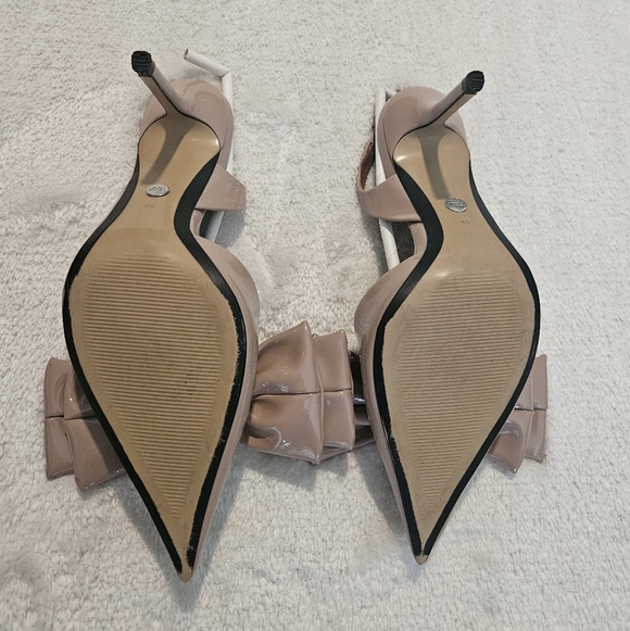 Zara Nude Bow Slingback Heels Size 9 Beige Coquette Girl Feminine Party Office - Picture 6 of 7